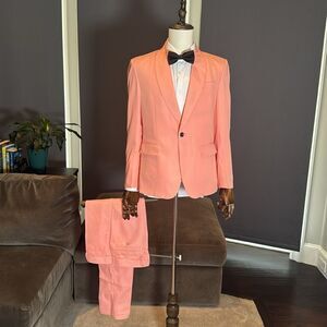 Men’s 2 Piece Suit Shawl Lapel One Button Size 36 Jacket 30 Pants NEW